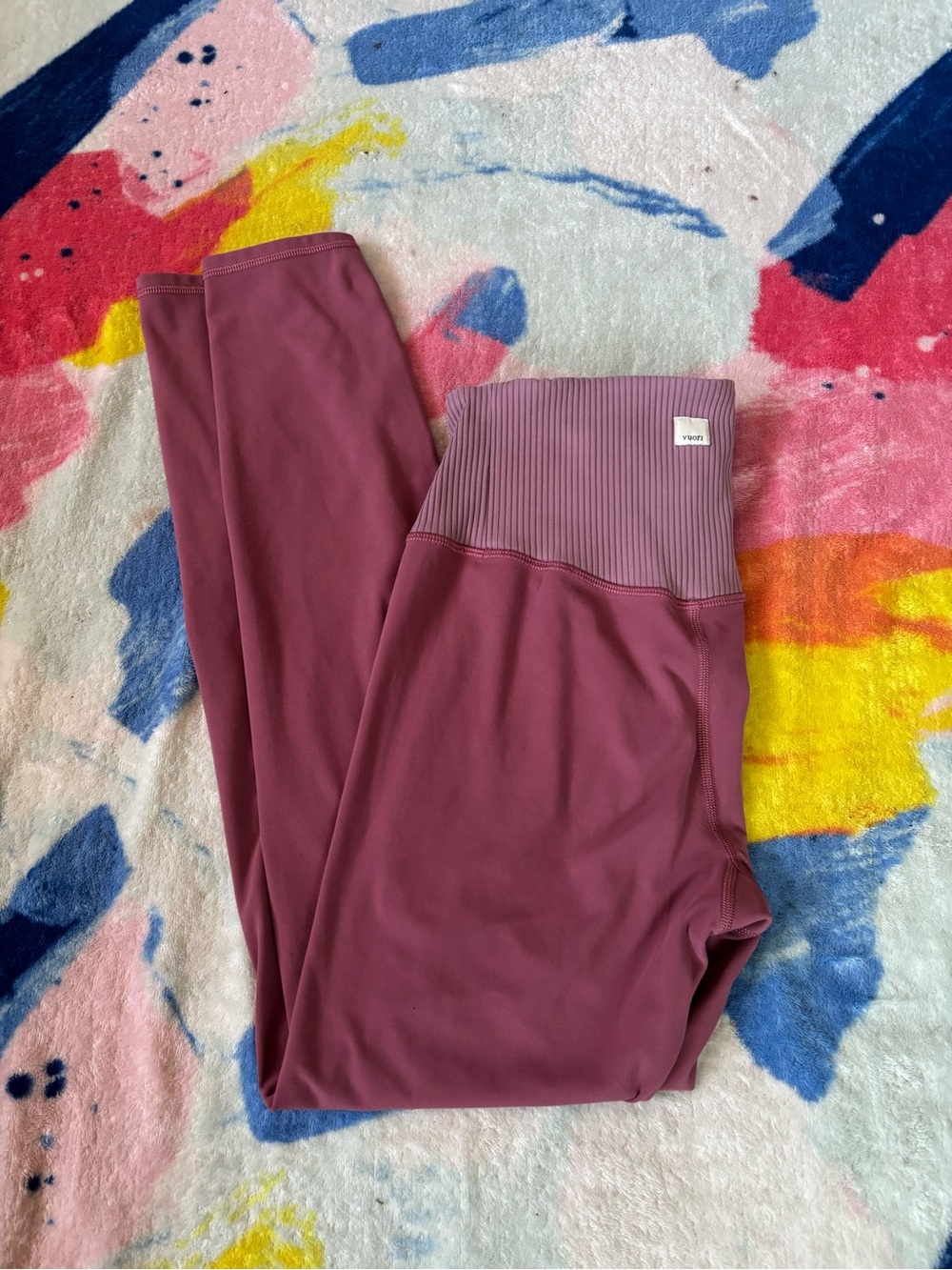 Vuori Kids Ribbed Waist Leggings - Mauve